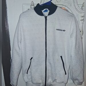 Adidas Men's Off White and Black Bomber Jacket